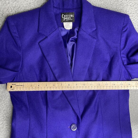 VTG Crossing Pointe Purple Wool Blazer Women 8 P Retroglam Office Long Blazer - Picture 5 of 13